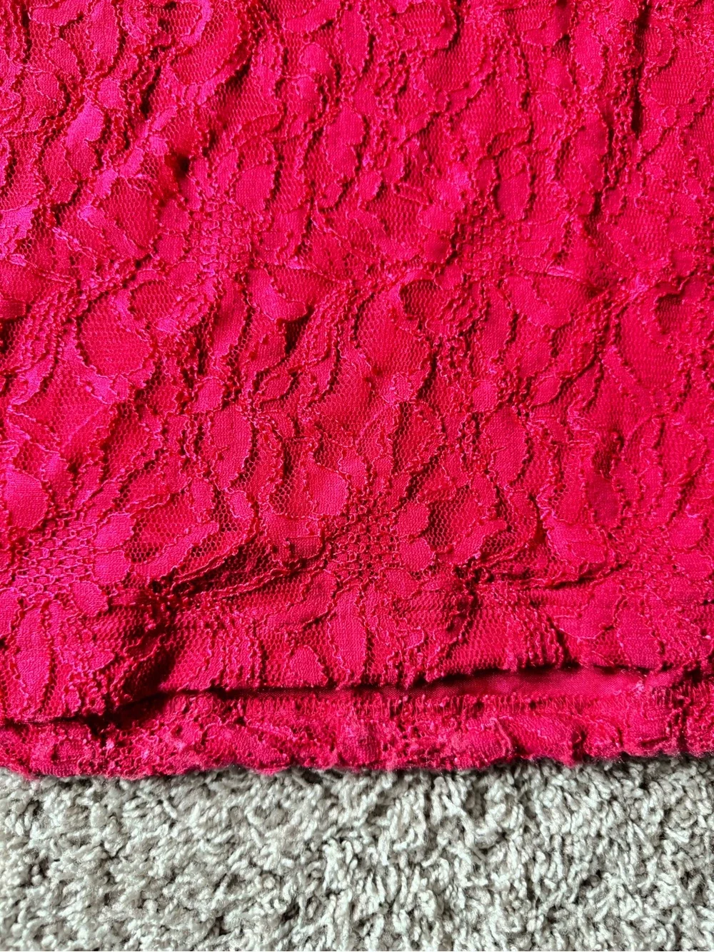 Adrianna Papell Hot Pink One-Shoulder Lace Dress with Jewel Buckle